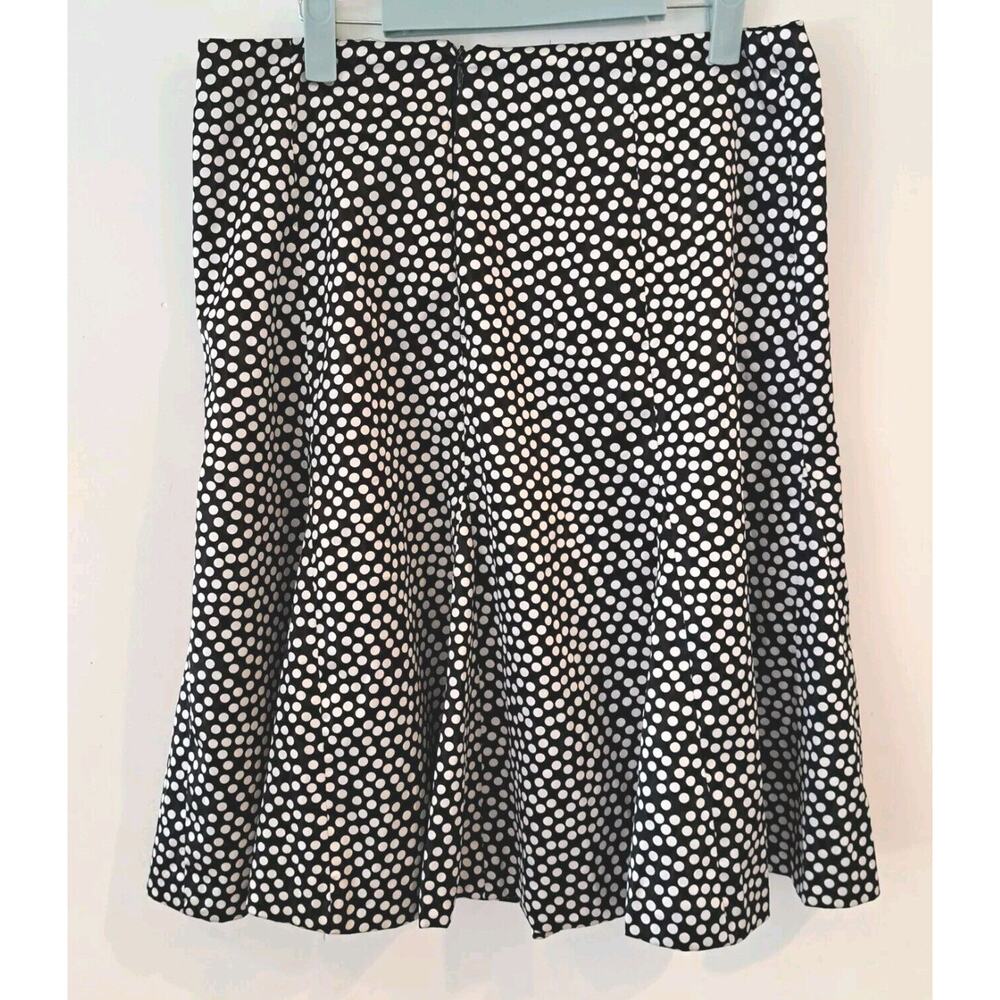 Dressbarn Skirt Women’s 8 Black & White Polka Dot Fit &‎ Flare Classic